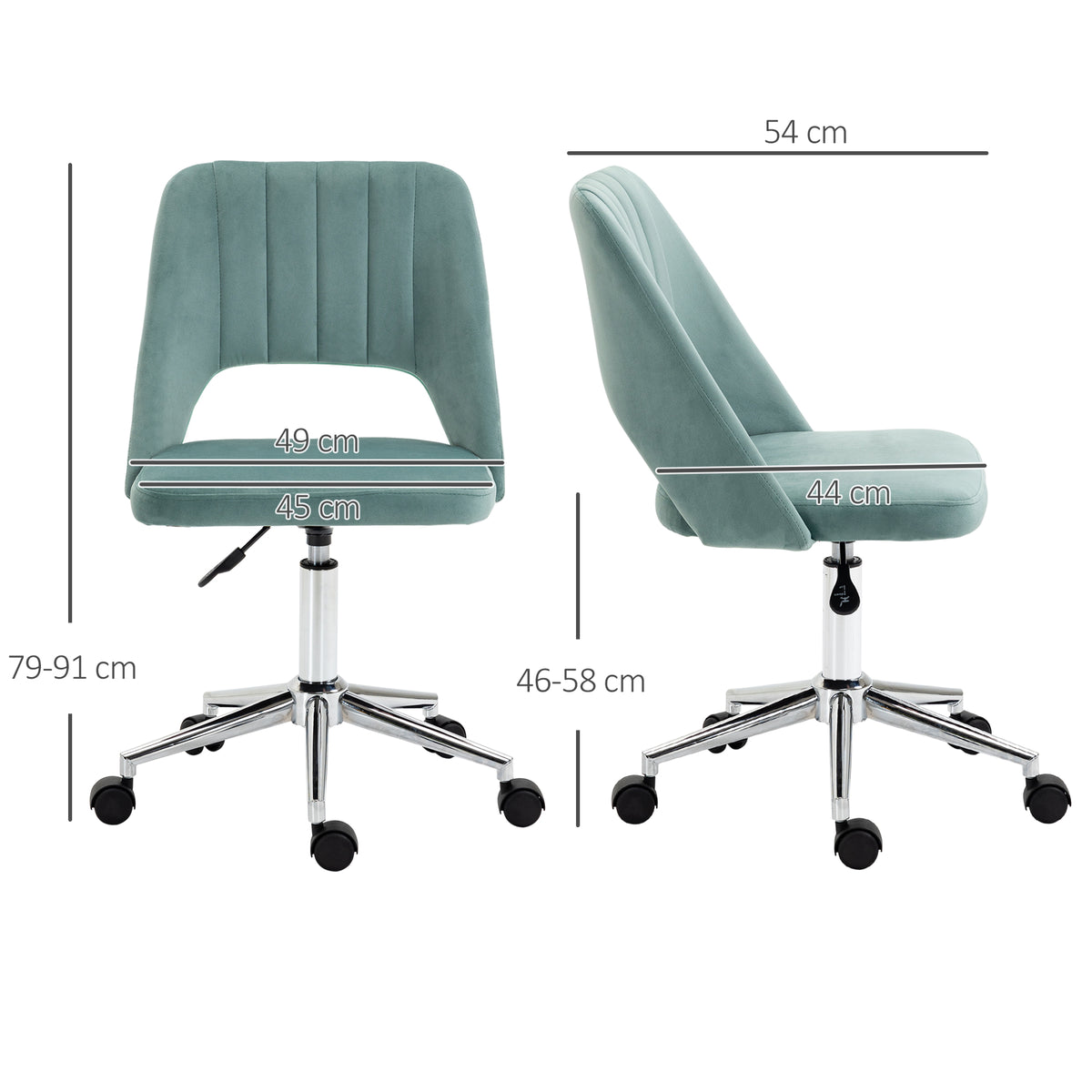 Armless Velvet Desk Chair, Green