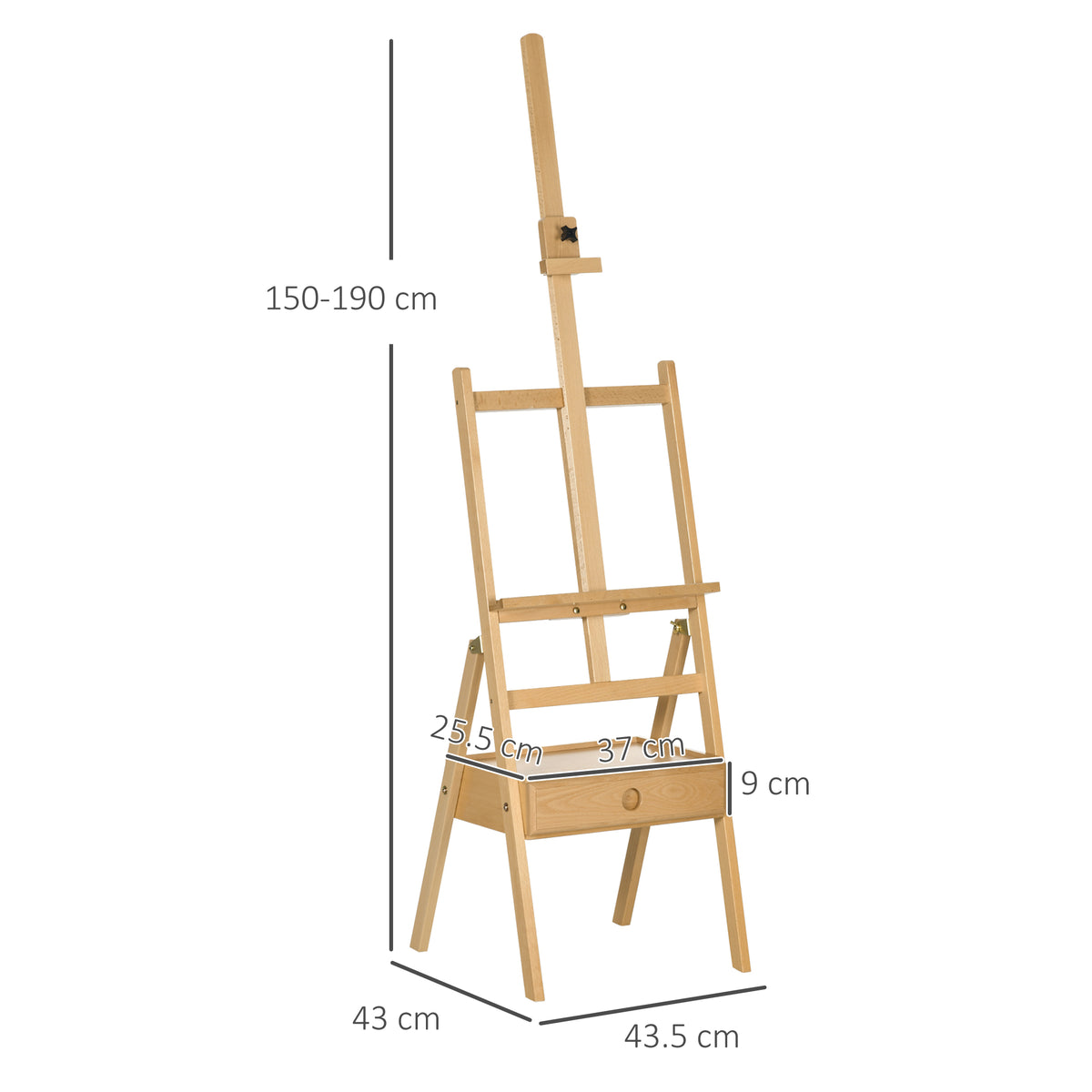 Beech wood artist easel with drawer