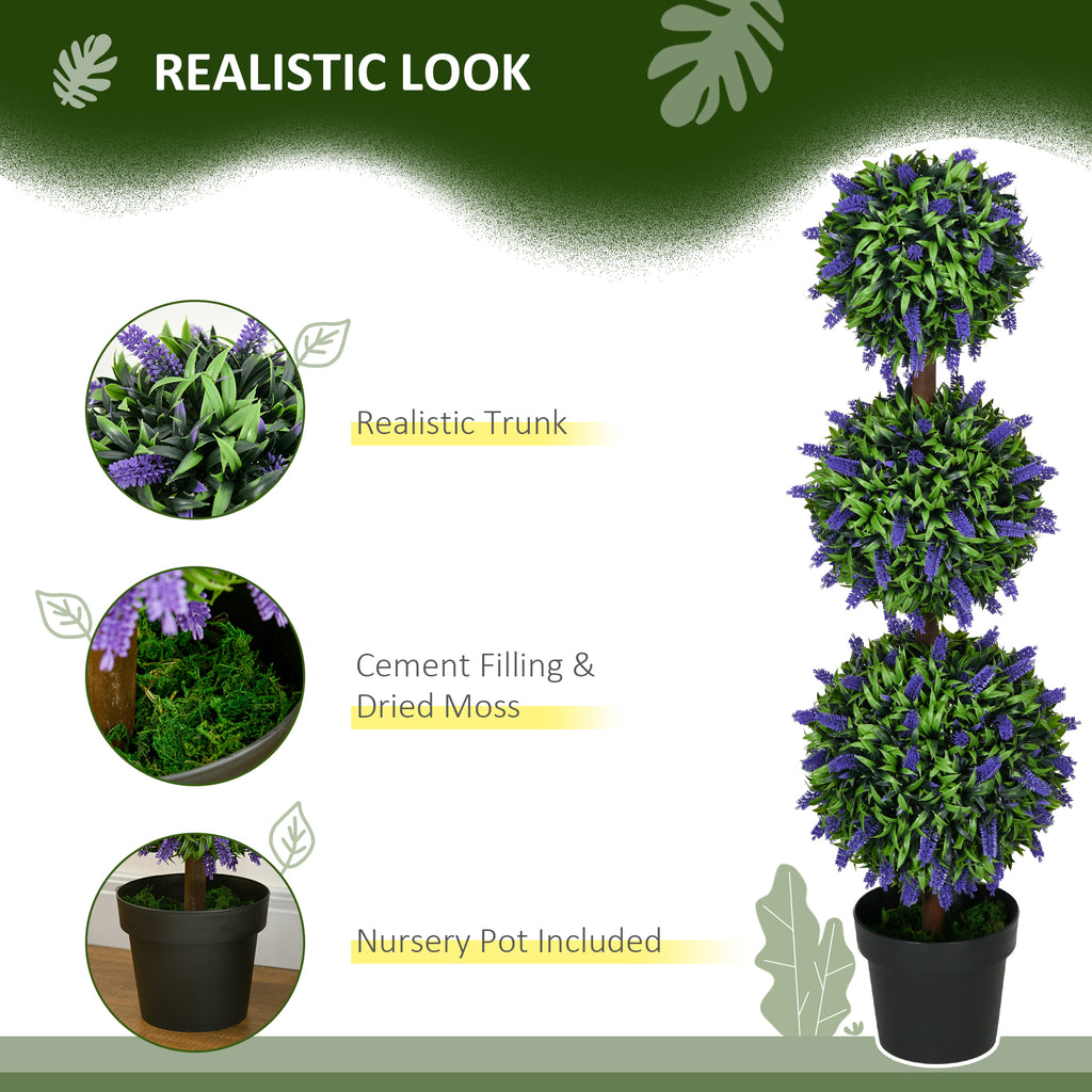 Artificial Lavender Ball Trees 110cm, Set of 2