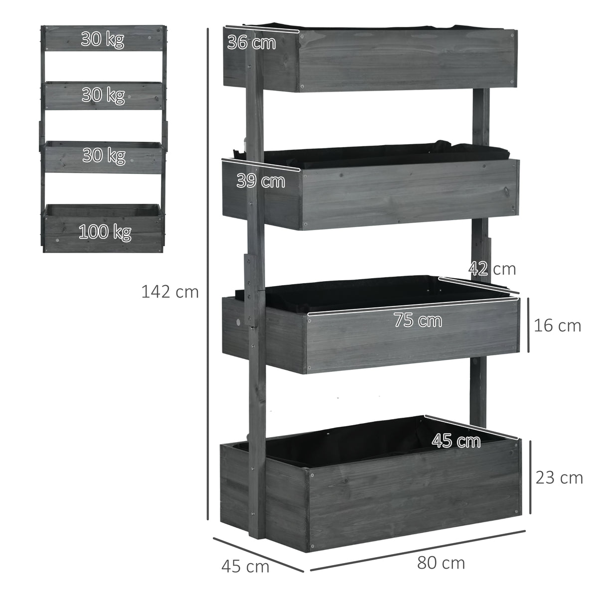 4-Tier Wooden Plant Stand