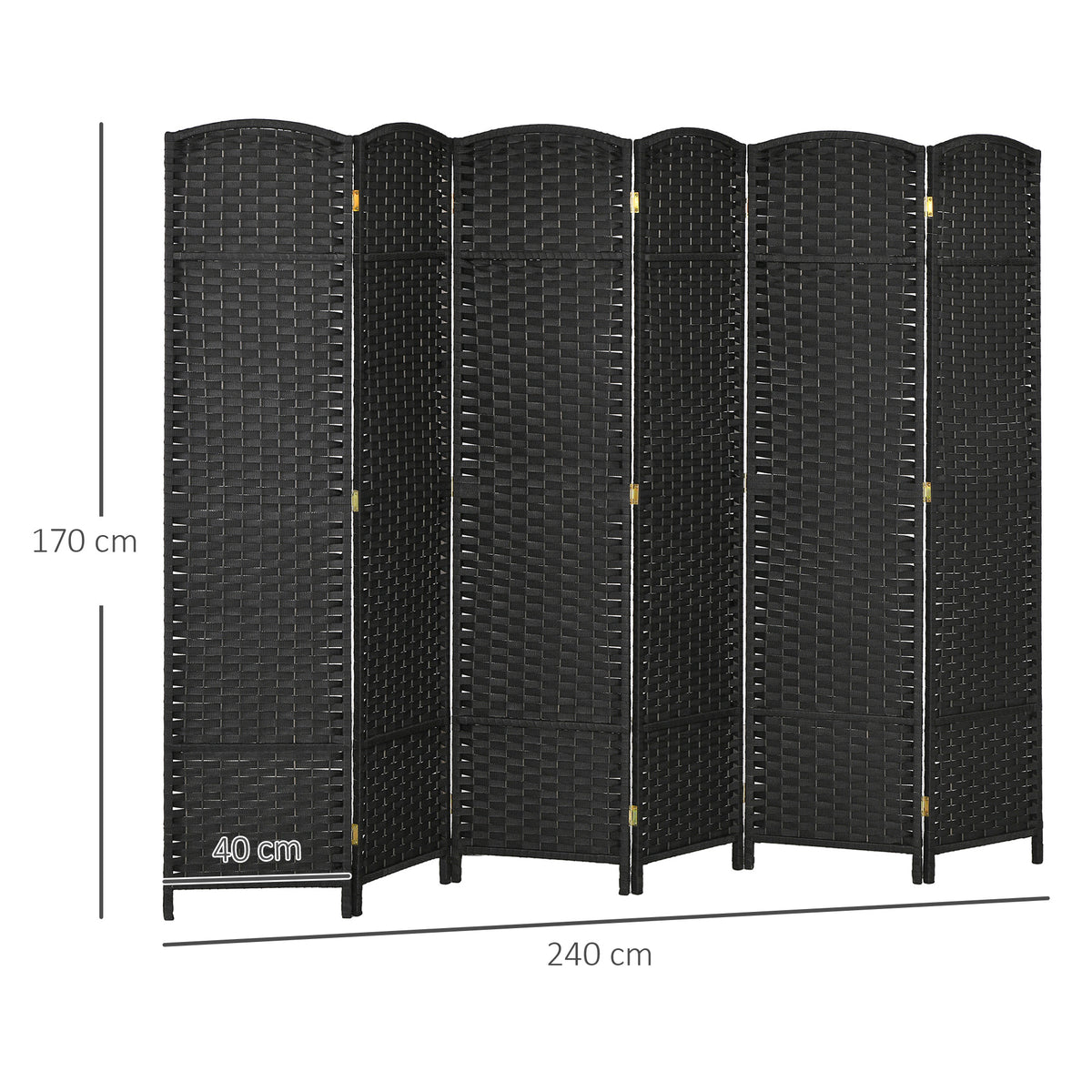 6-panel woven room divider with pine frame