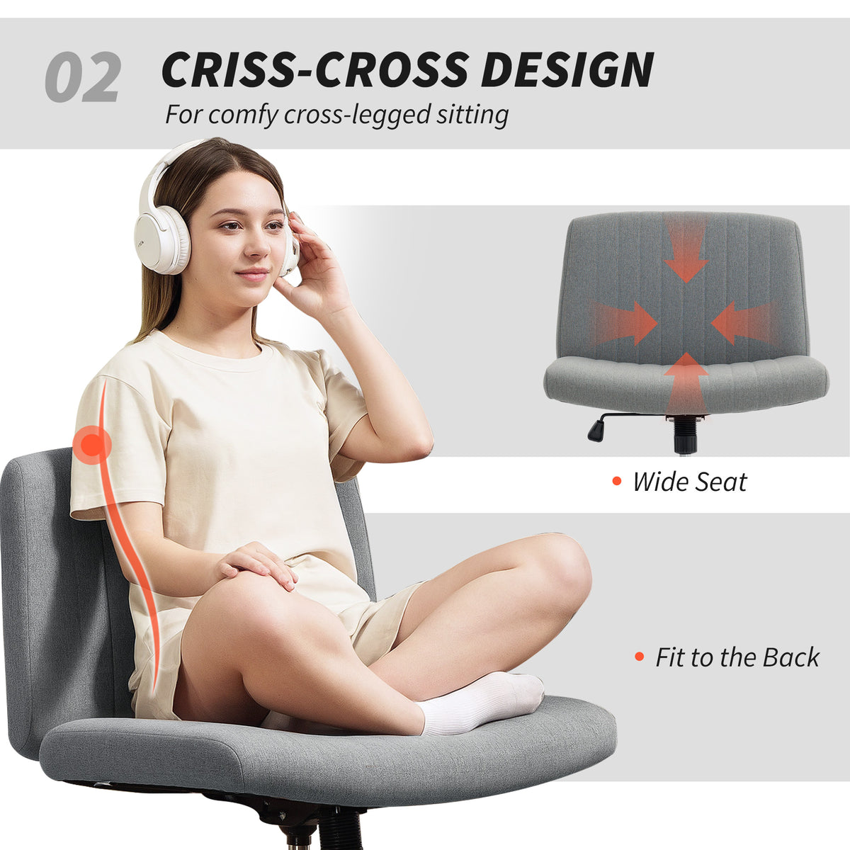 Criss-Cross Desk Chair, No Wheels
