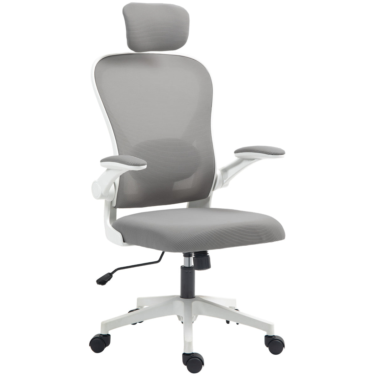 Grey executive mesh office chair with headrest