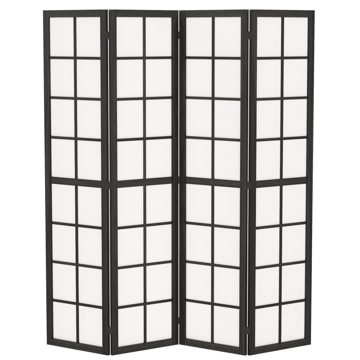 Black 4-panel grid room divider