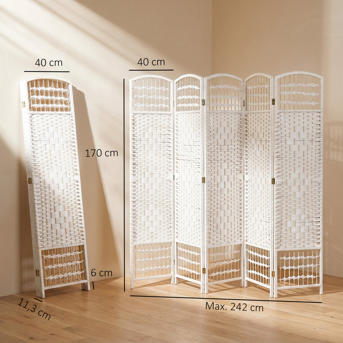 6-panel white room divider - view 4