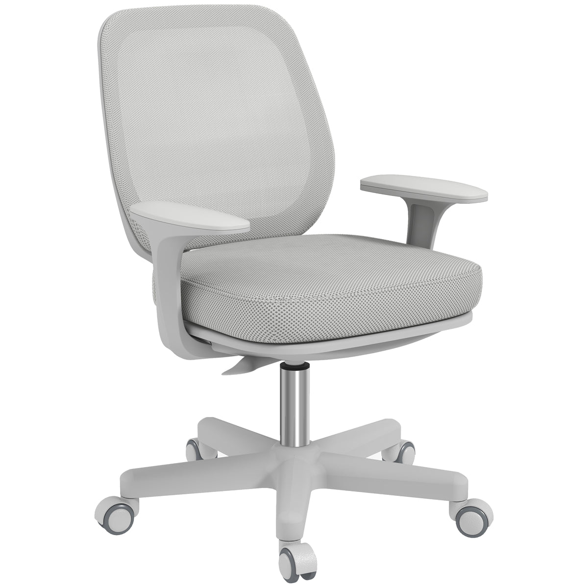 Compact Mesh Office Chair | Height-Adjustable, Swivel, Grey