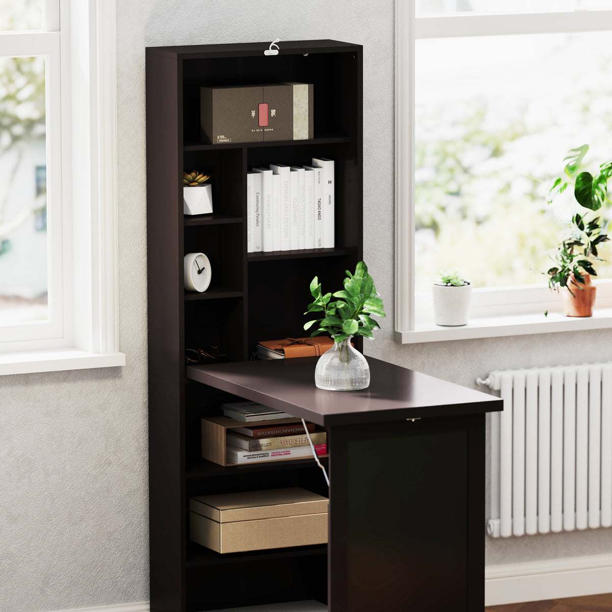 Fold-away bookcase desk, brown - view 2