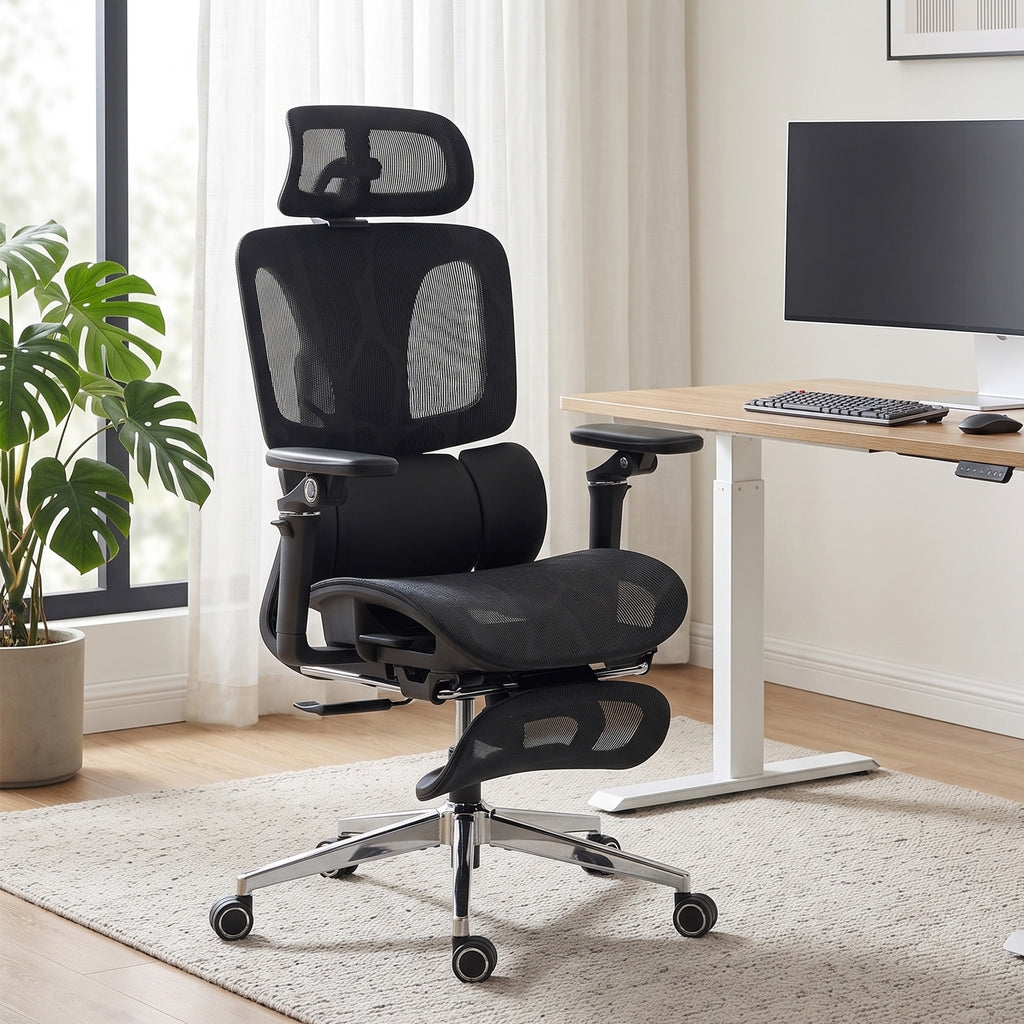 Black high-back fully adjustable ergonomic mesh office chair