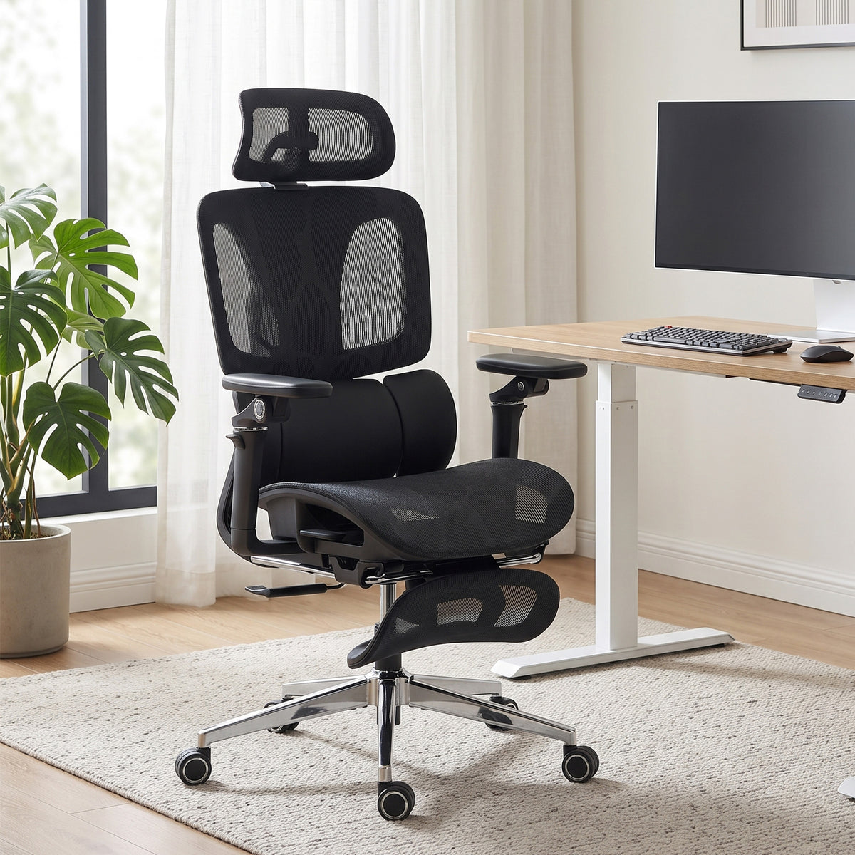 Black high-back fully adjustable ergonomic mesh office chair