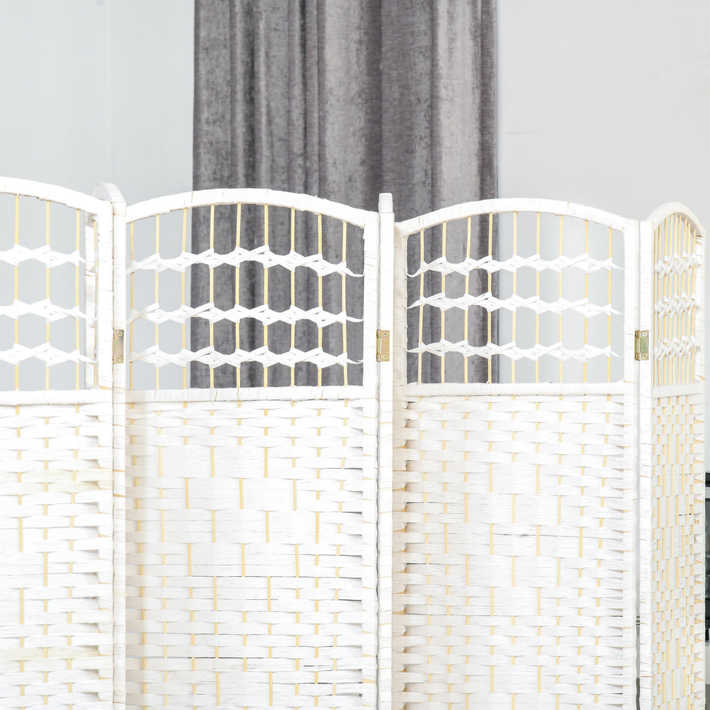 White woven 6-panel room divider, 242 x 170cm