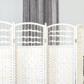 White woven 6-panel room divider, 242 x 170cm
