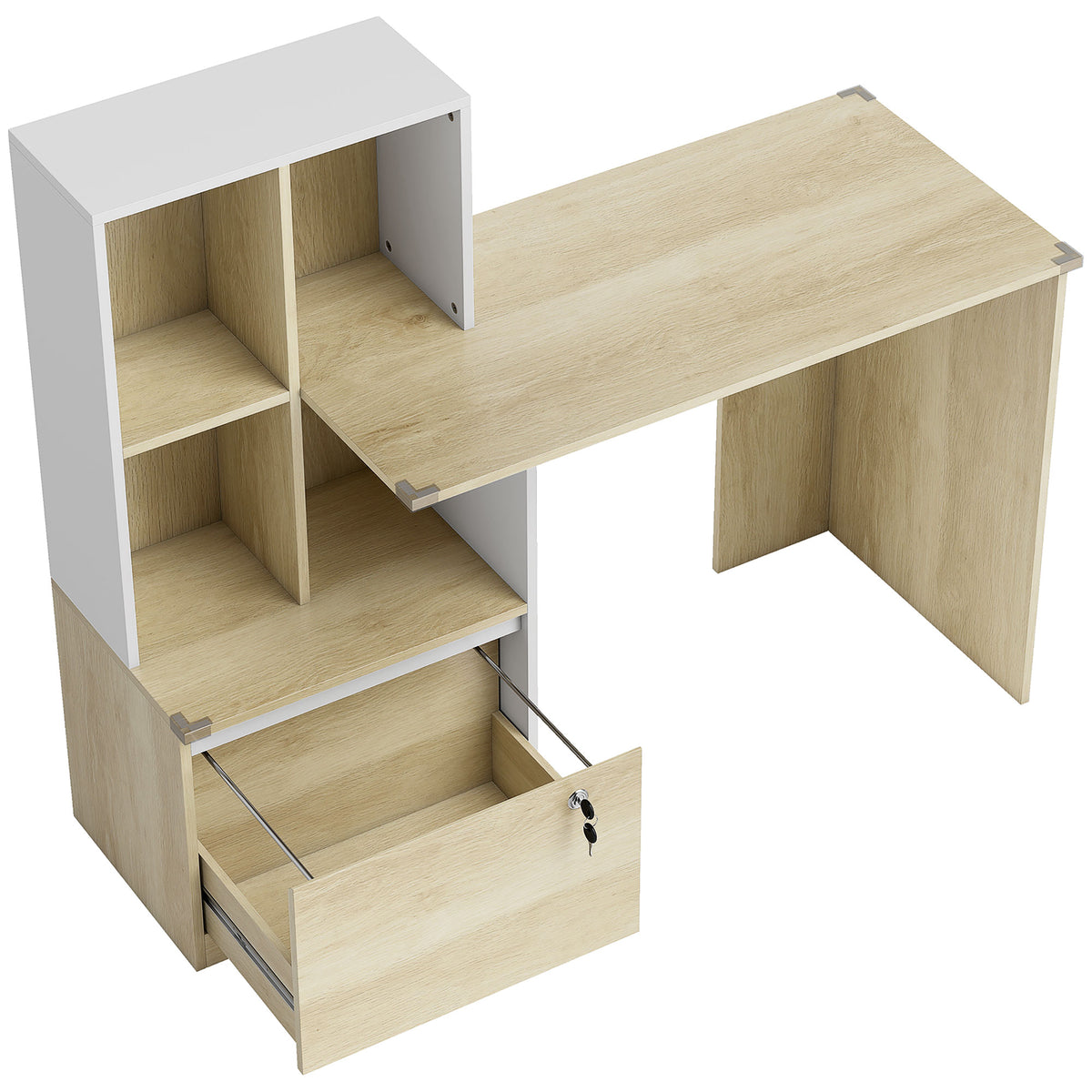 Computer Desk with Bookcase & Lockable Drawer