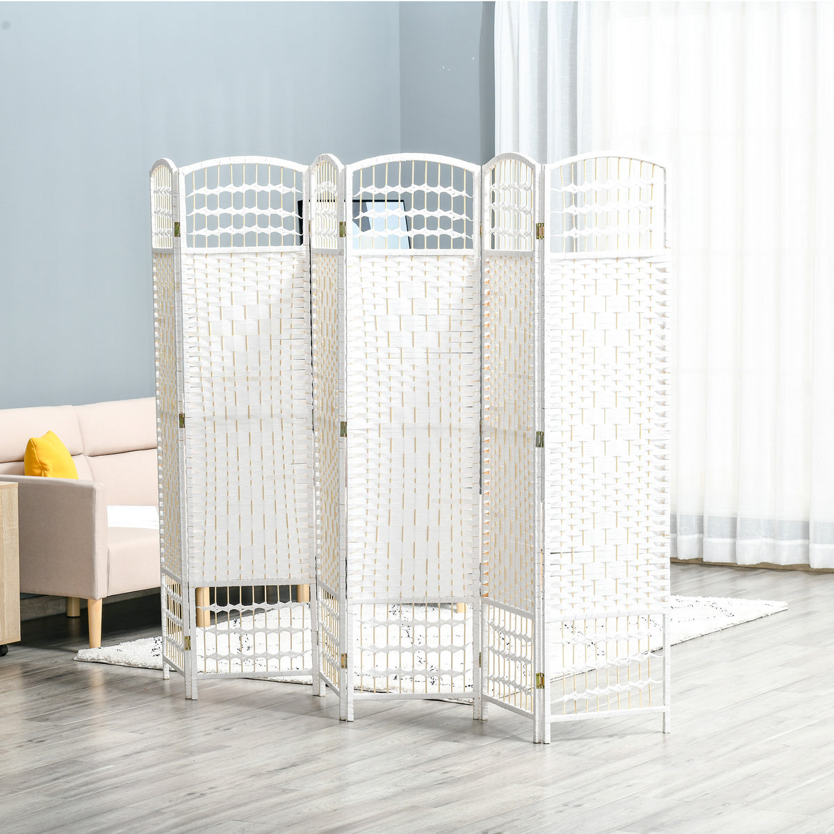 6-panel white room divider - view 6