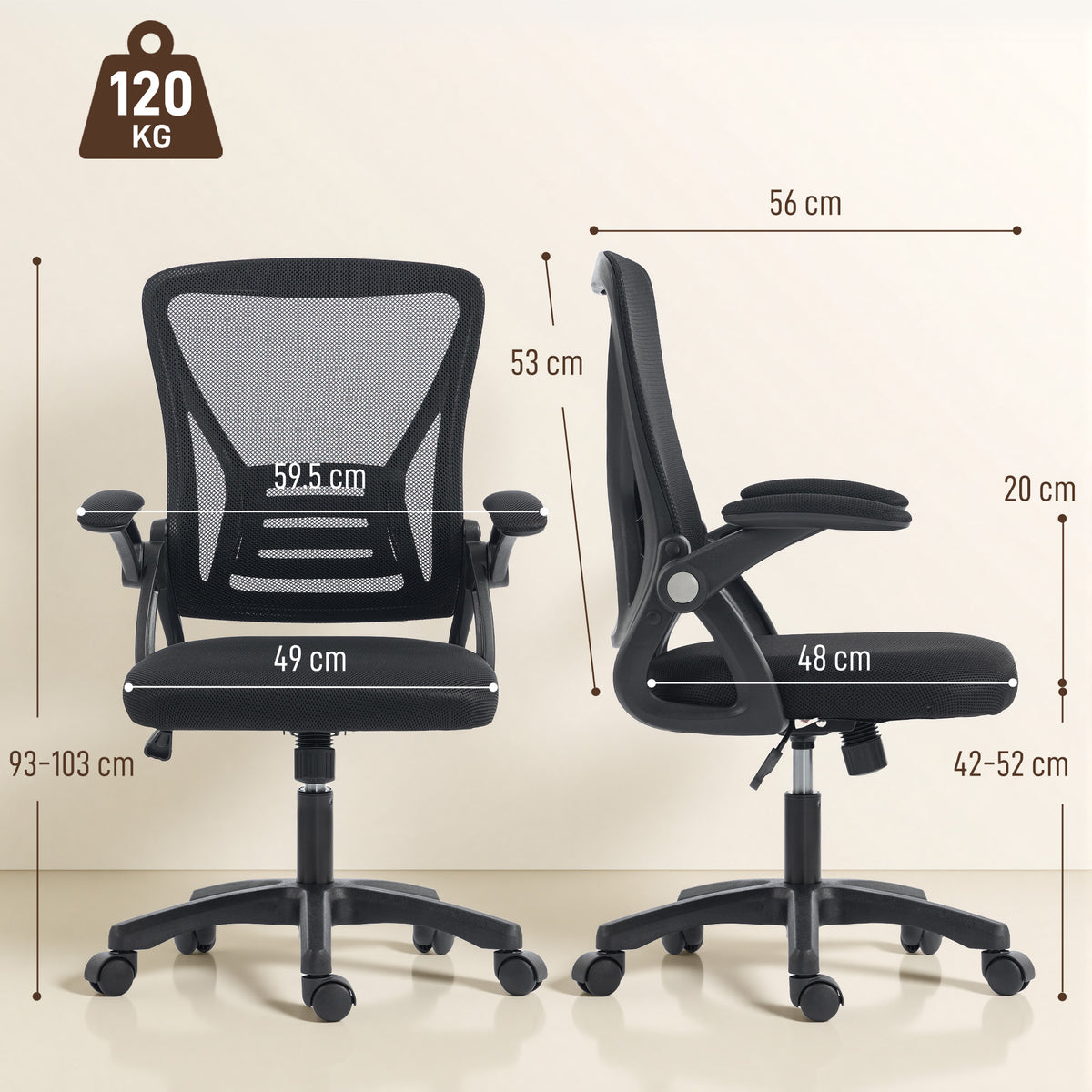 Black ergonomic mesh office chair with lift-up armrests