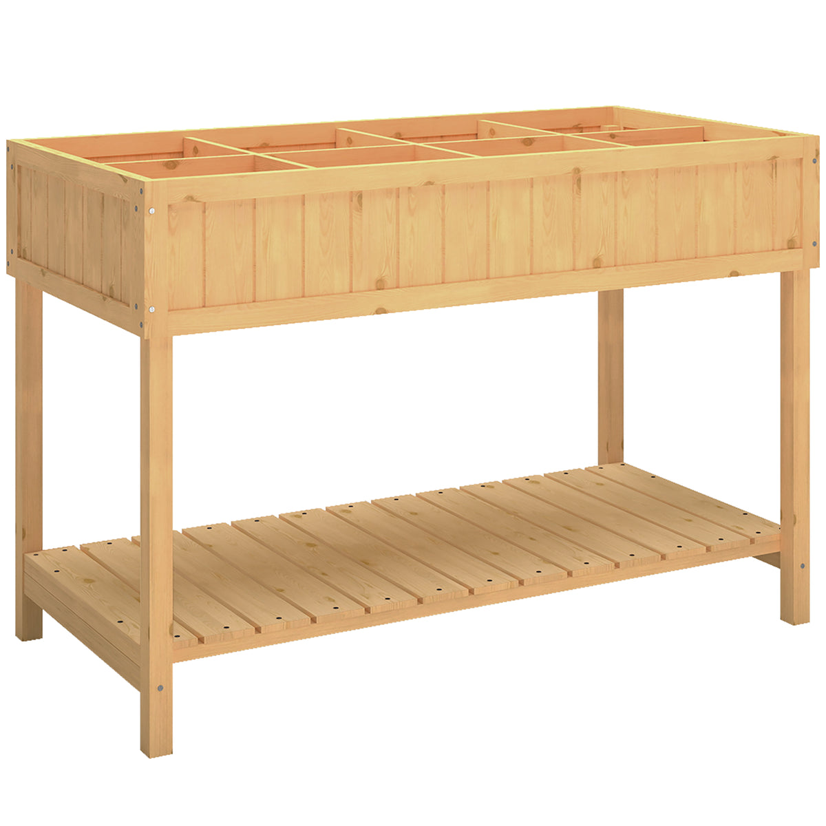 Raised Plant Stand with 8 Compartments