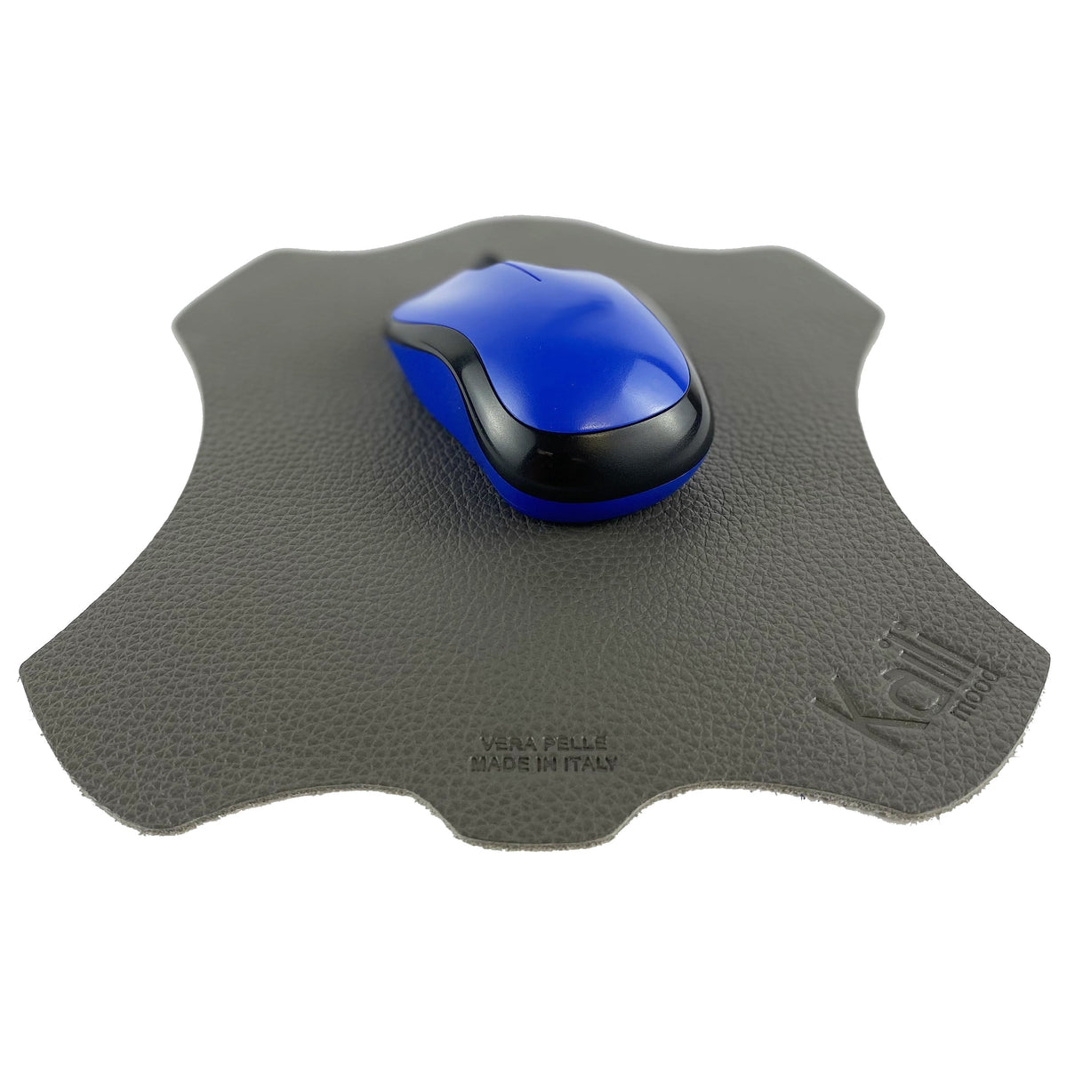 K0001FB | Mouse Pad Made in Italy Full grain genuine leather, dollar grain - Grey color - Size: 20 x 23 cm - Package: Tnt tubular bag-1
