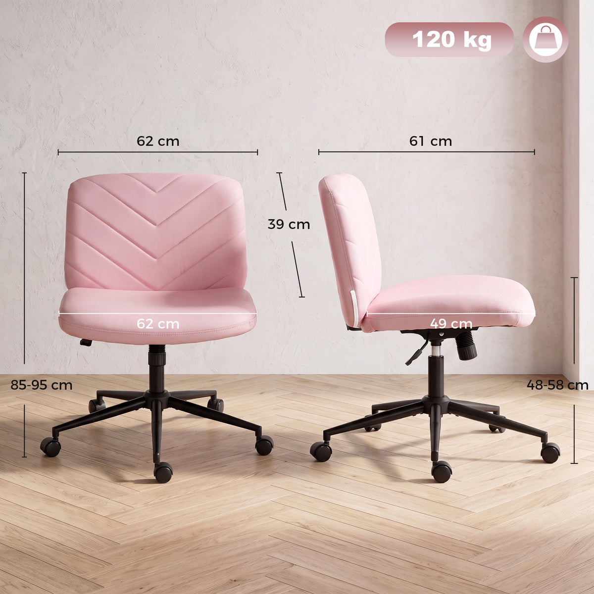 Criss-Cross Desk Chair on Wheels, Pink