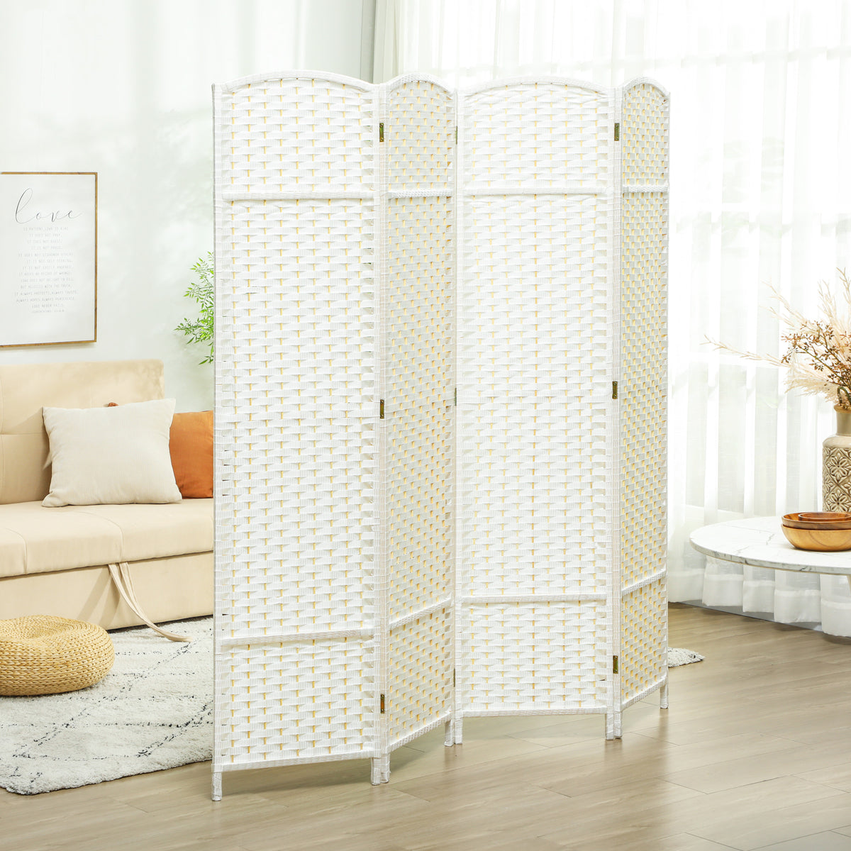 White woven room divider - view 2
