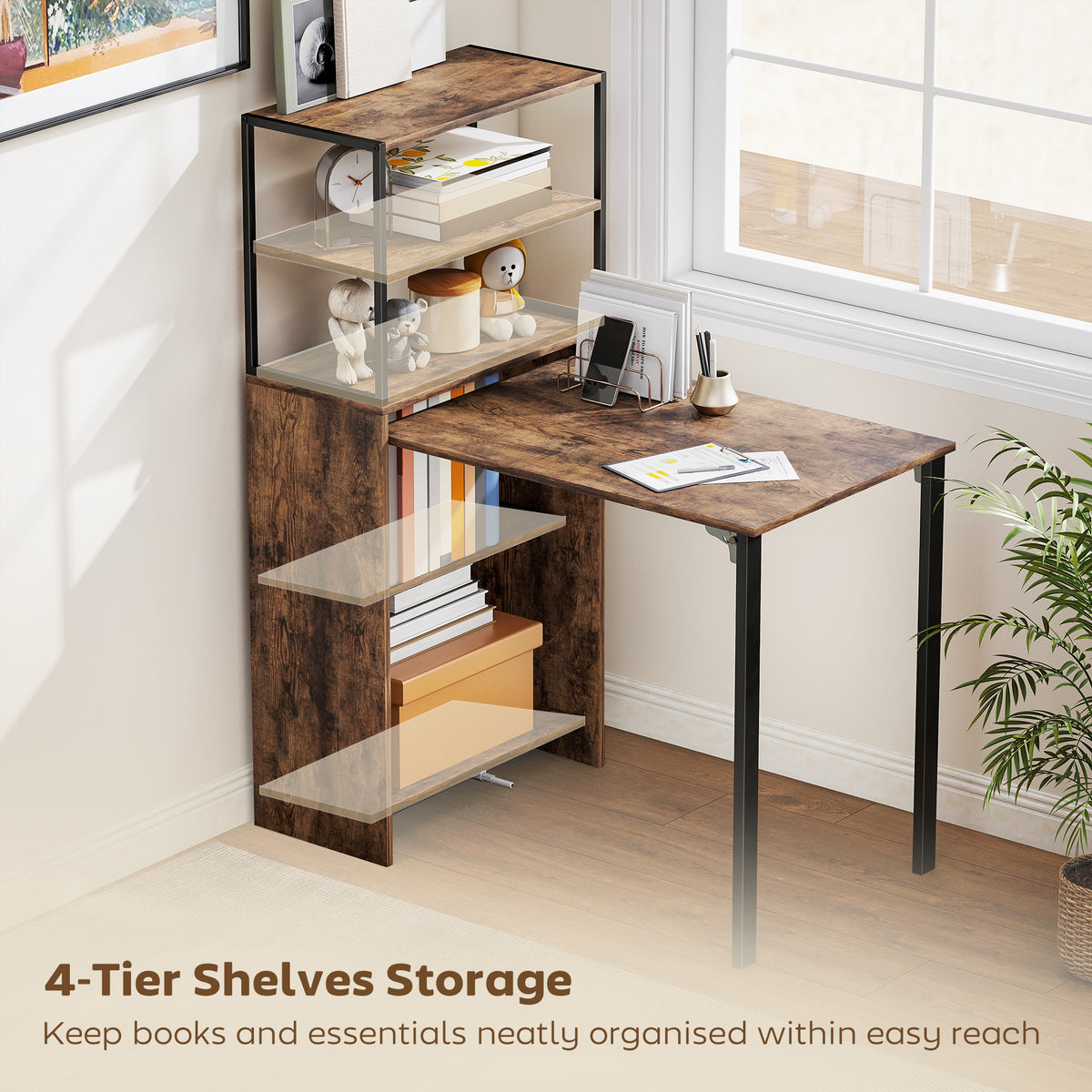 Folding Desk with Shelves