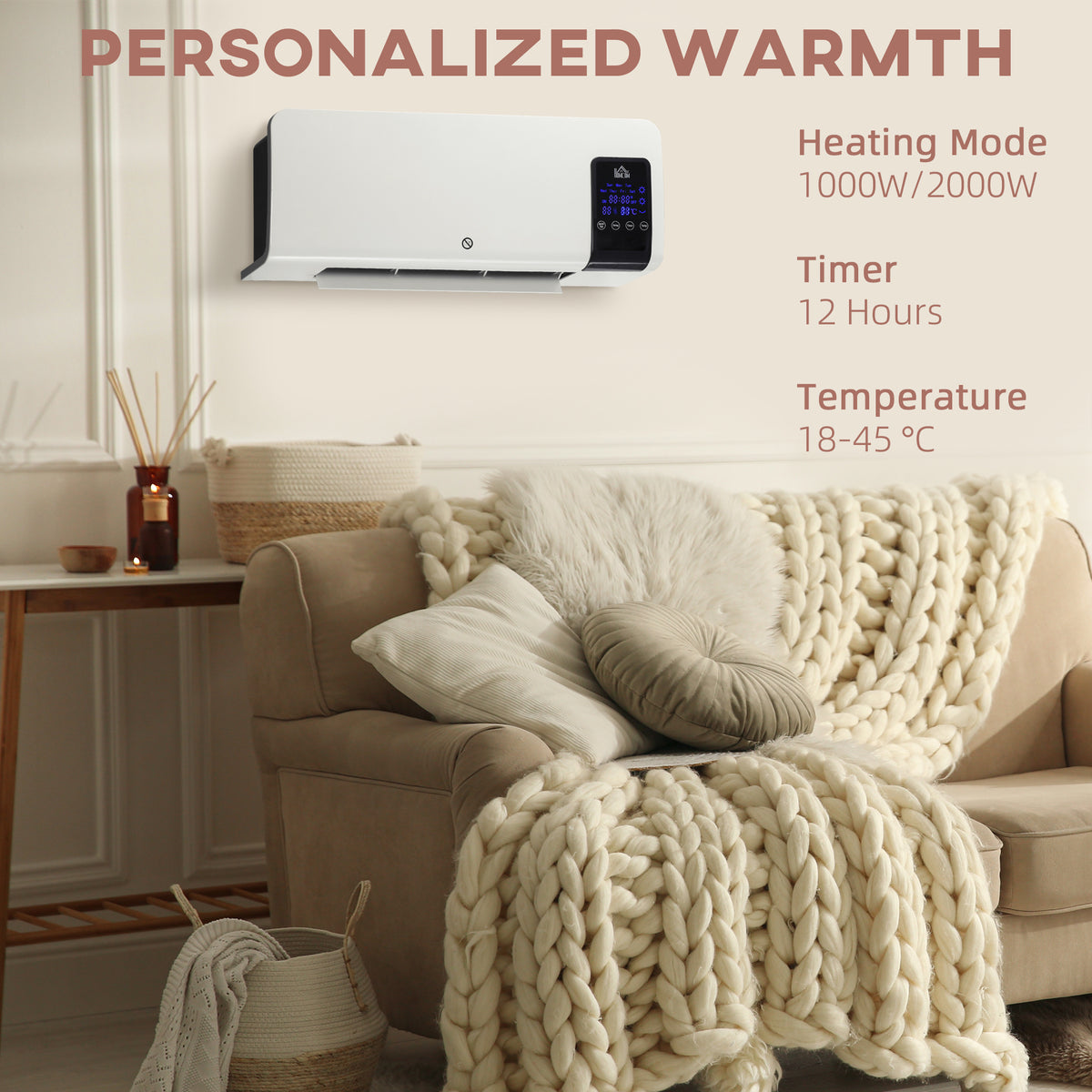Wall-Mounted Fan Heater 2000W