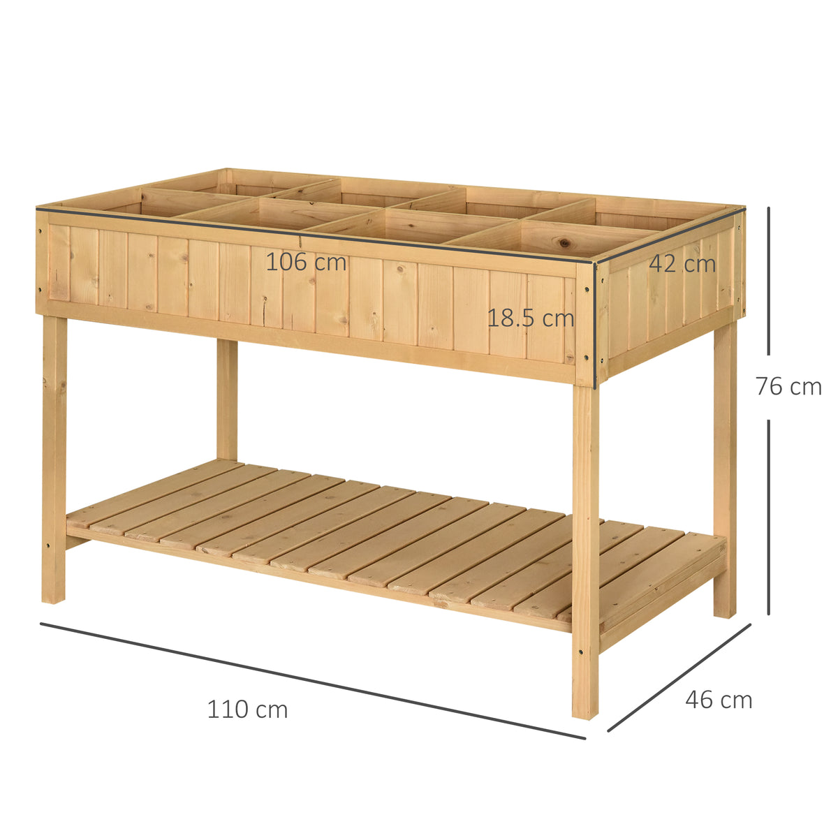 Raised Plant Stand with 8 Compartments