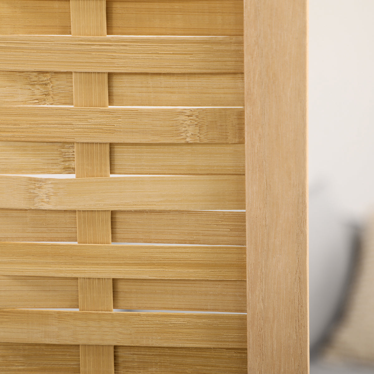 Natural four-panel folding room divider