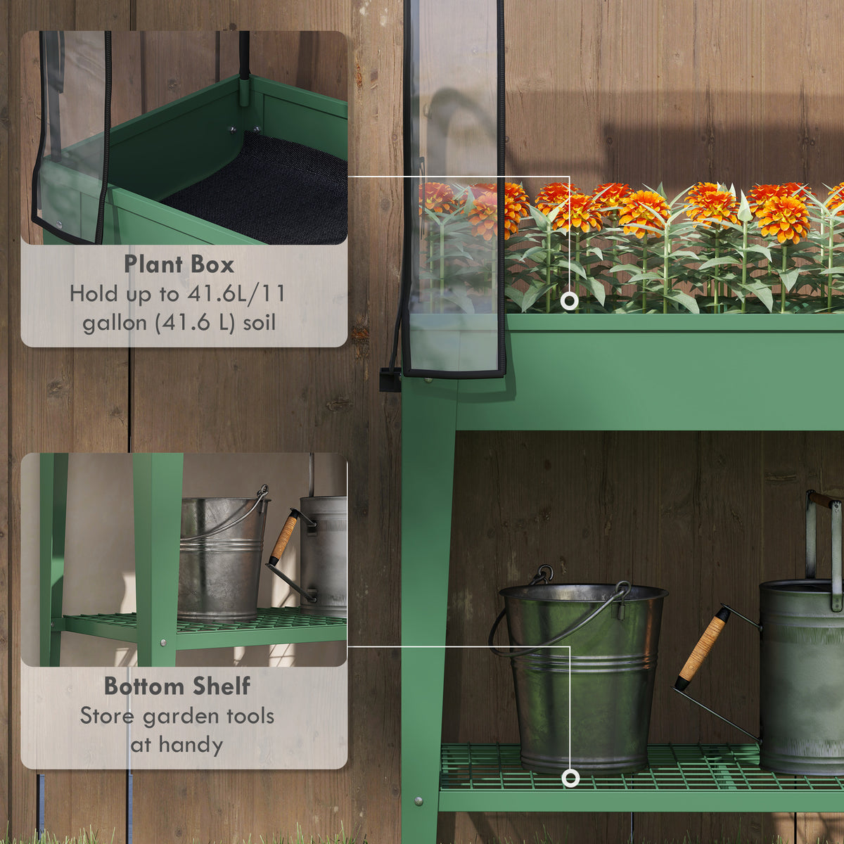 Raised Planter with Greenhouse Cover & Wheels