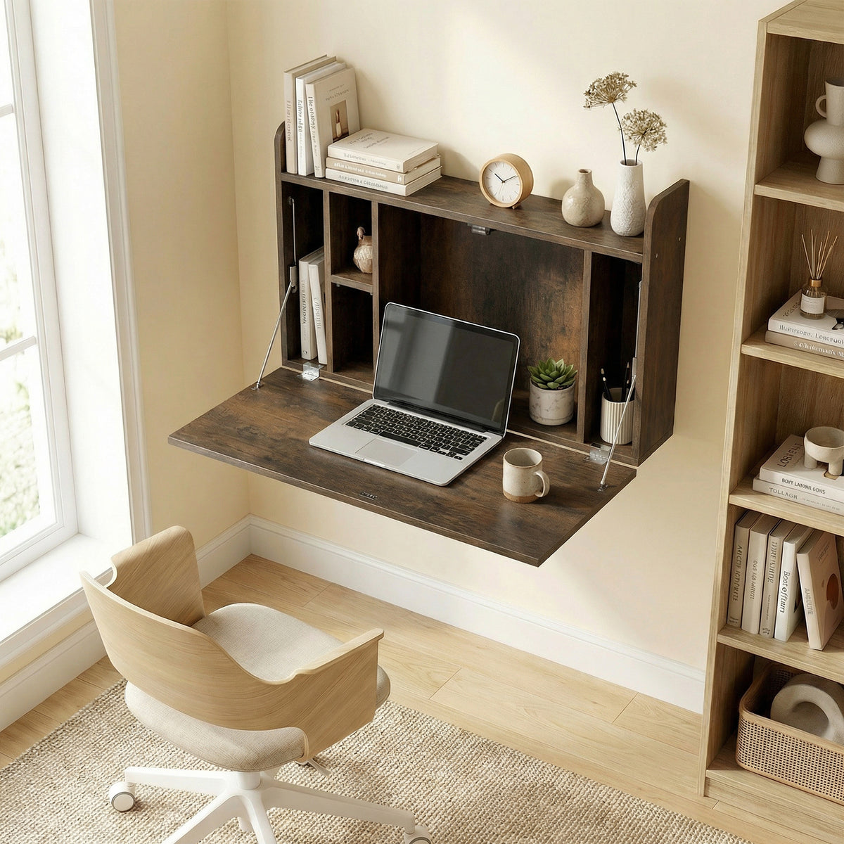 Fold-down wall desk, brown - view 4