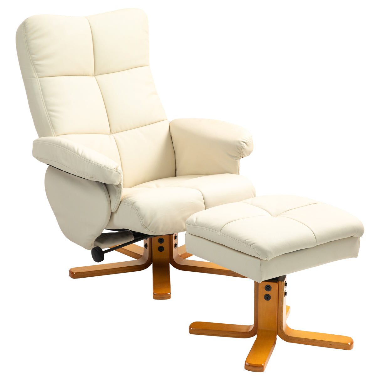 Tufted Swivel Recliner with Storage Footstool