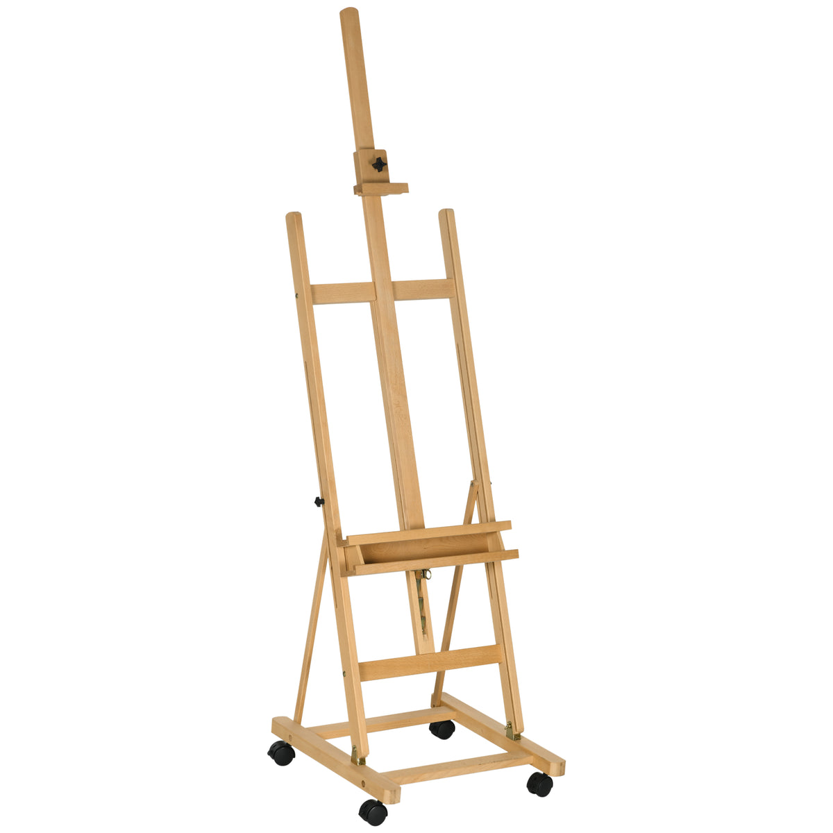 Beech wood studio easel on wheels