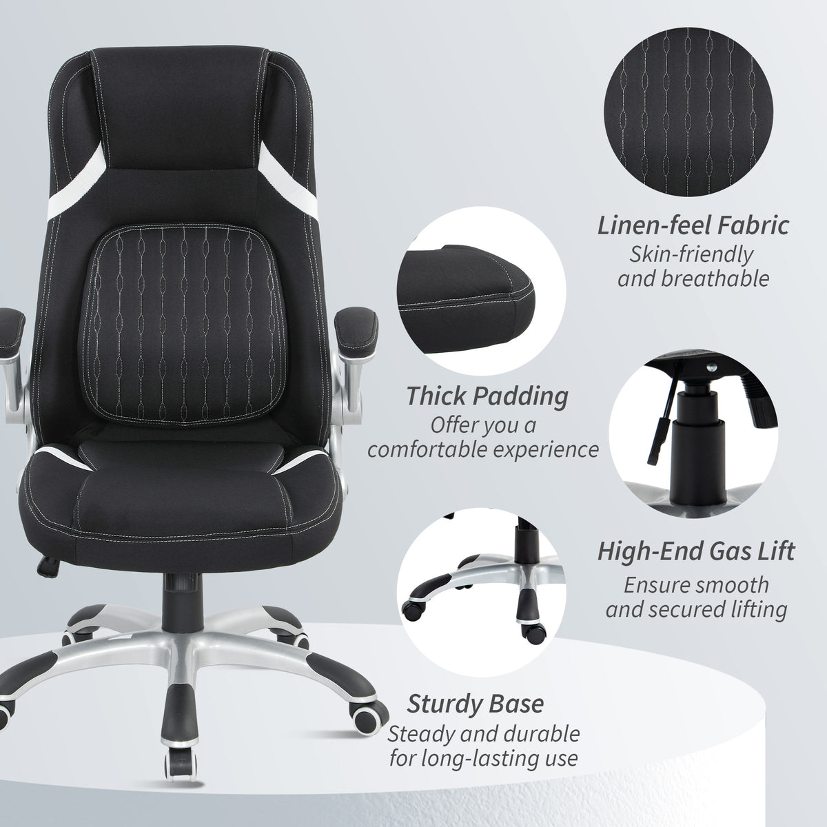 Linen-Look Ergonomic Office Chair