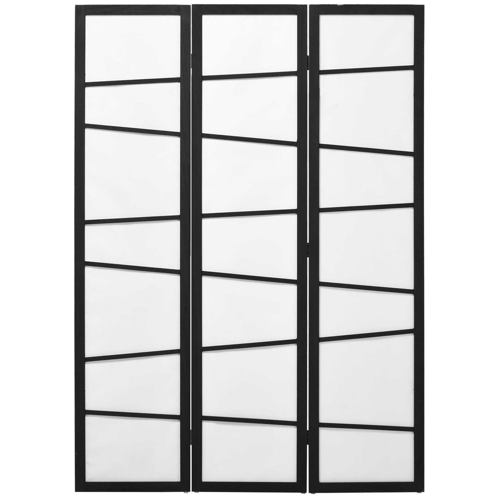 3-panel wooden room divider with rice paper panels