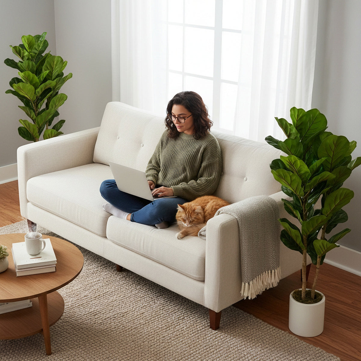 Artificial Fiddle Leaf Fig Trees 120cm, Set of 2