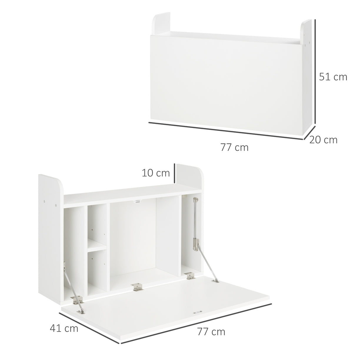 Fold-down wall desk, white - view 4