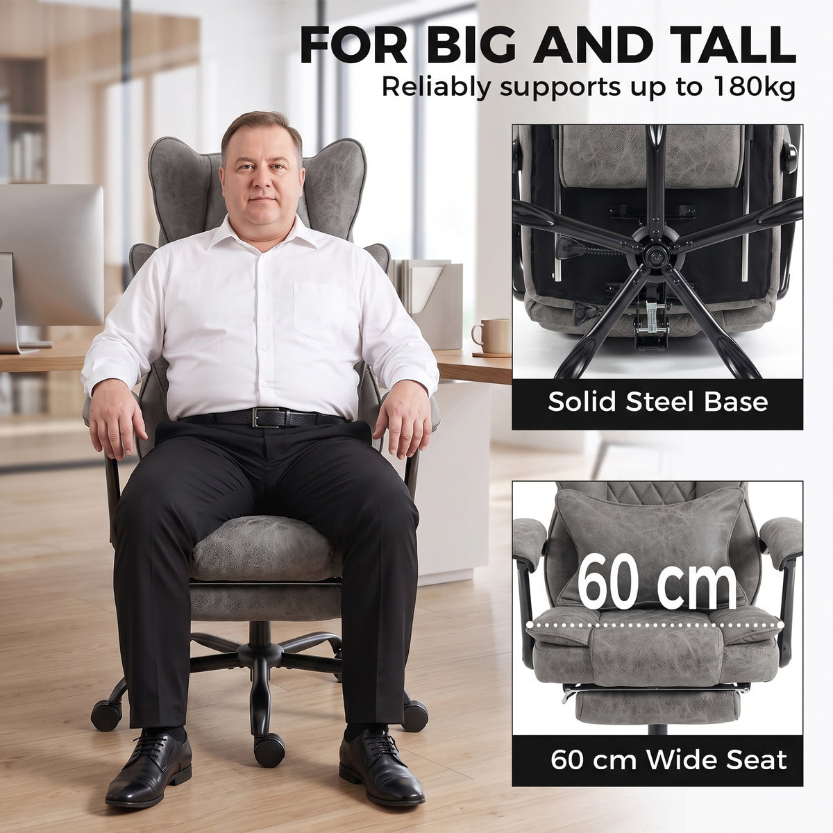 Big & Tall Executive Office Chair, Grey