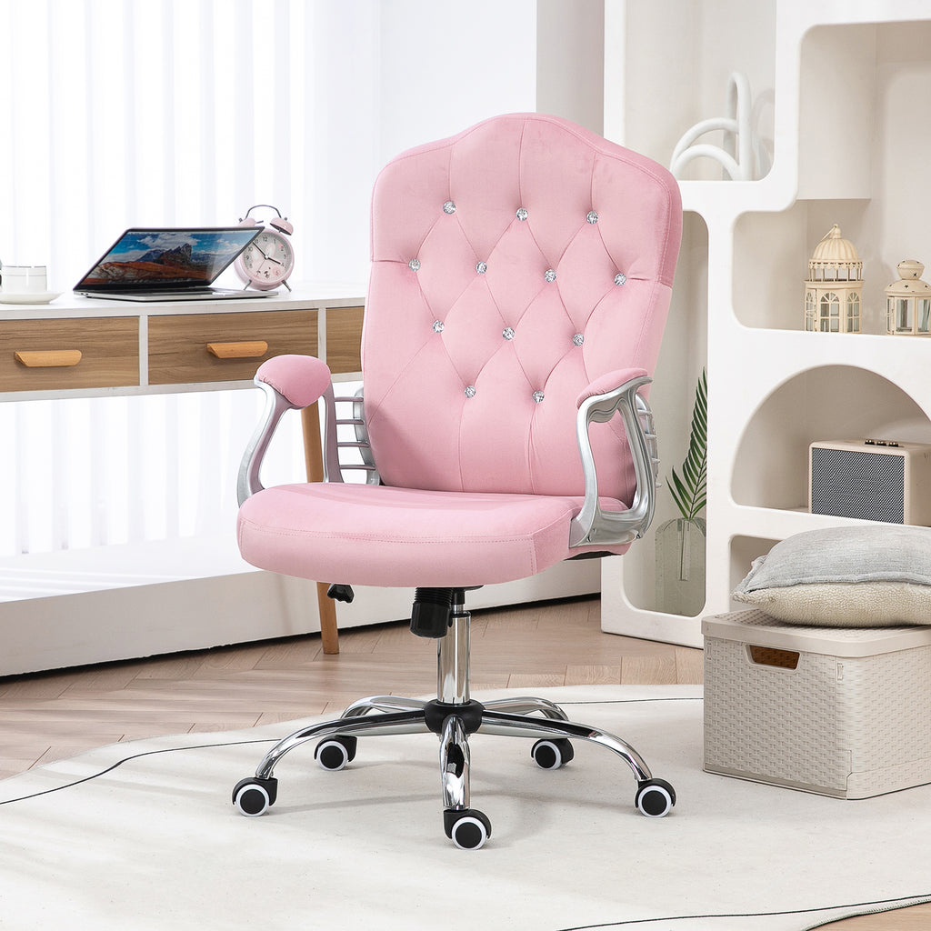 Velvet Desk Chair with Diamante Back