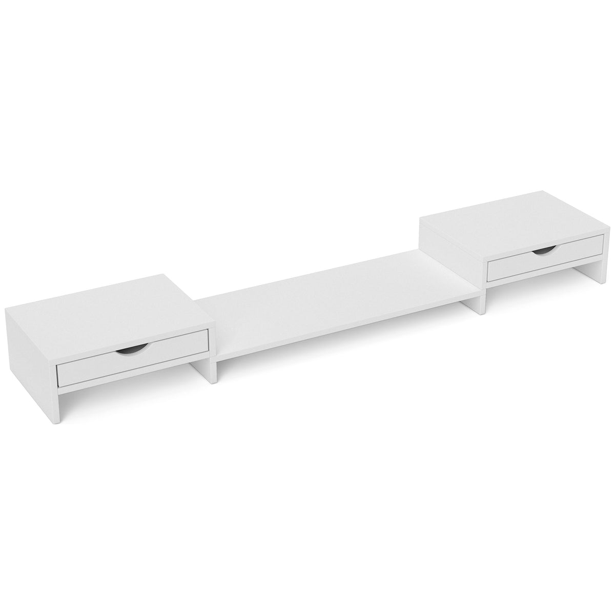 Extendable monitor riser with drawers, white - view 6