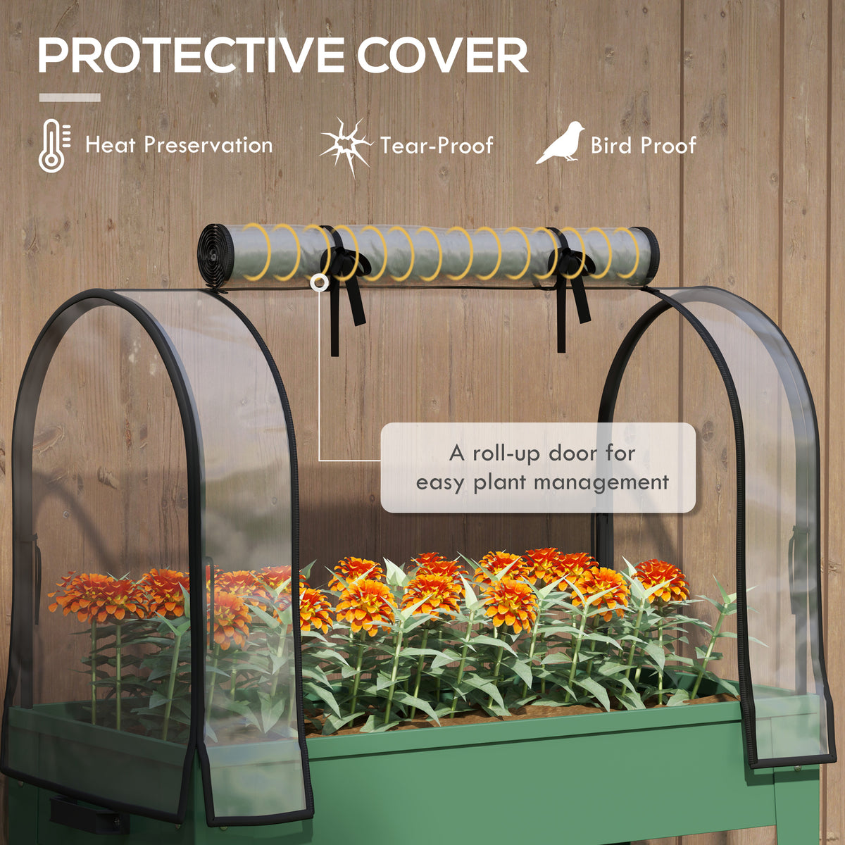 Raised Planter with Greenhouse Cover & Wheels