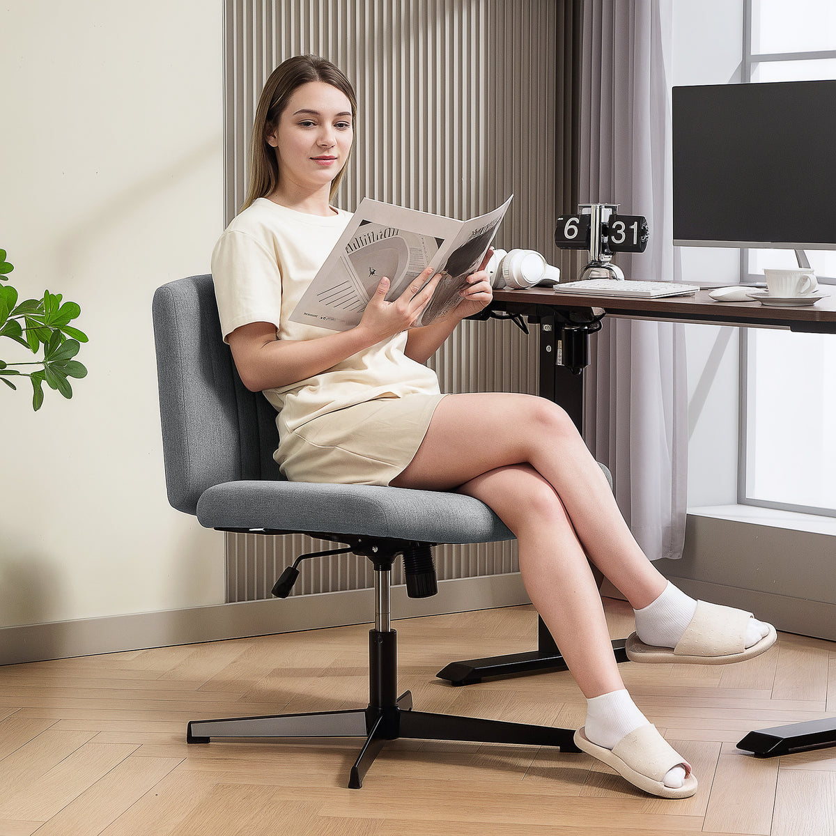 Criss-Cross Desk Chair, No Wheels