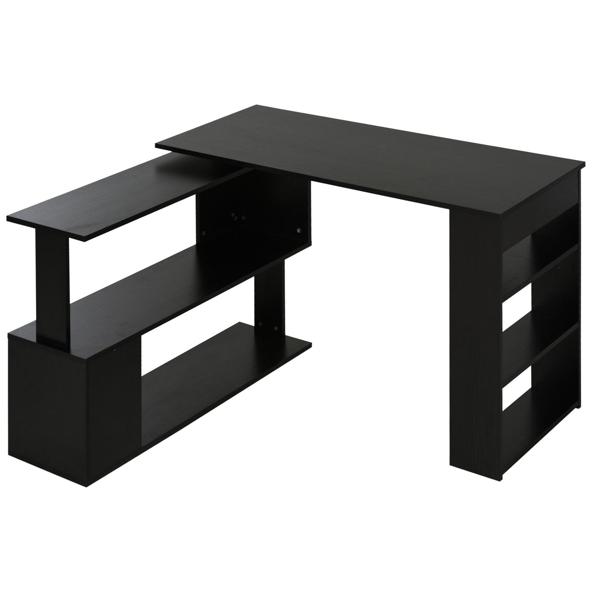 Small corner desk with bookcase and shelves, black, photo 1