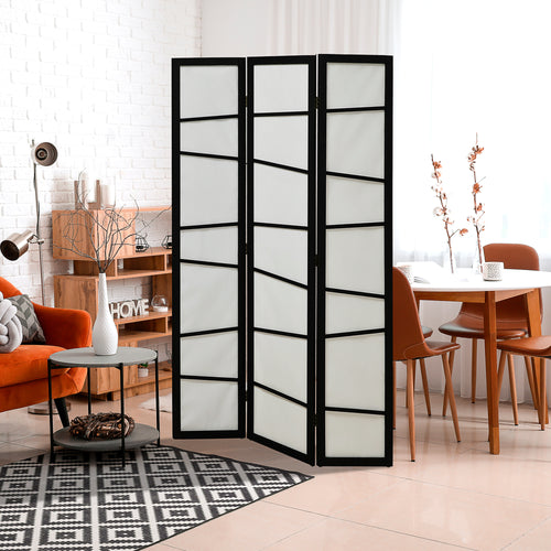 3-panel wooden room divider with rice paper panels