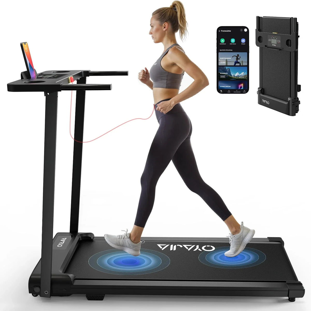 Folding under-desk walking pad treadmill