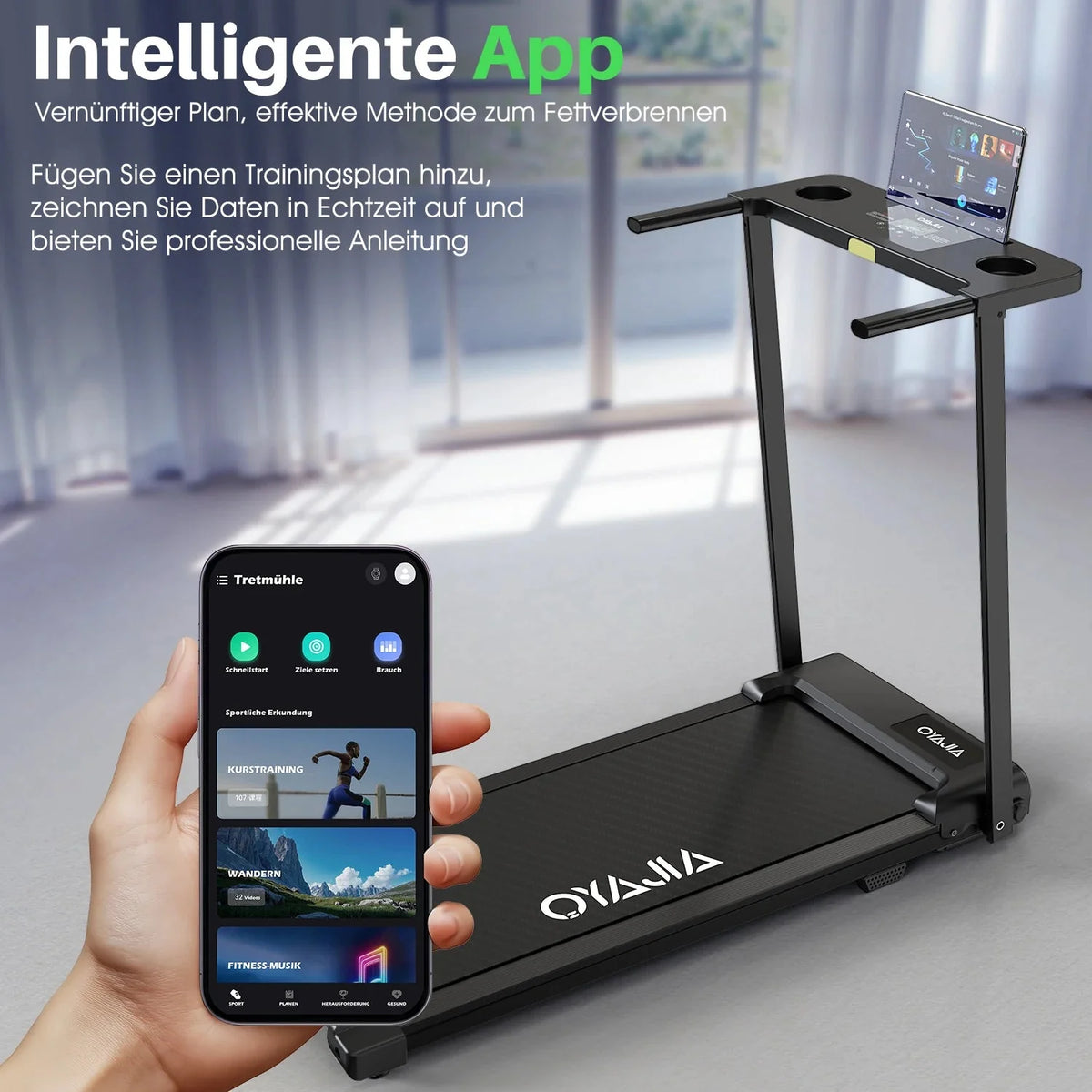 Treadmill Walking Pad for Home 3in1 Folding Under Desk Treadmill 2.5HP Smart Walking Treadmill with APP & LED Display-2