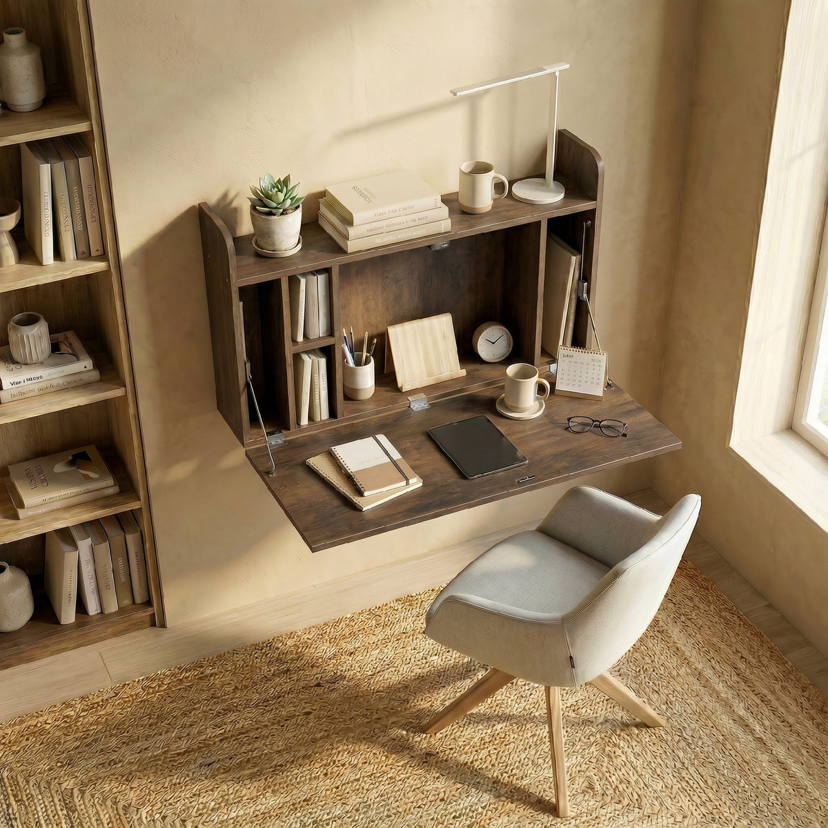 Fold-down wall desk, brown - view 2