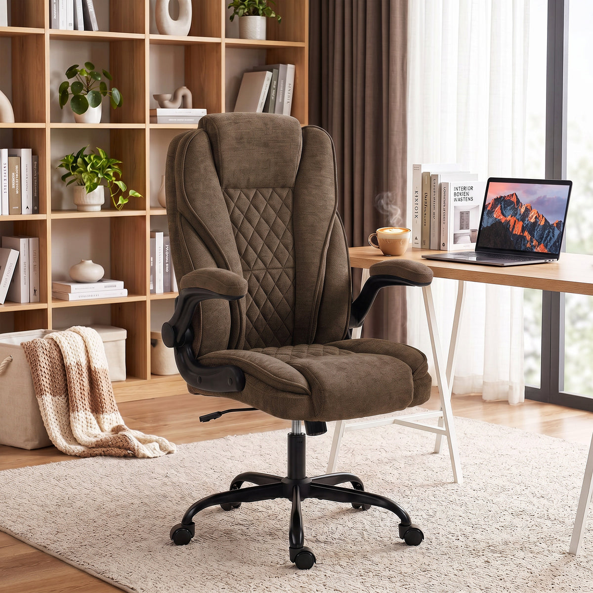 Ergonomic office chair with pocket springs and flip-up armrests