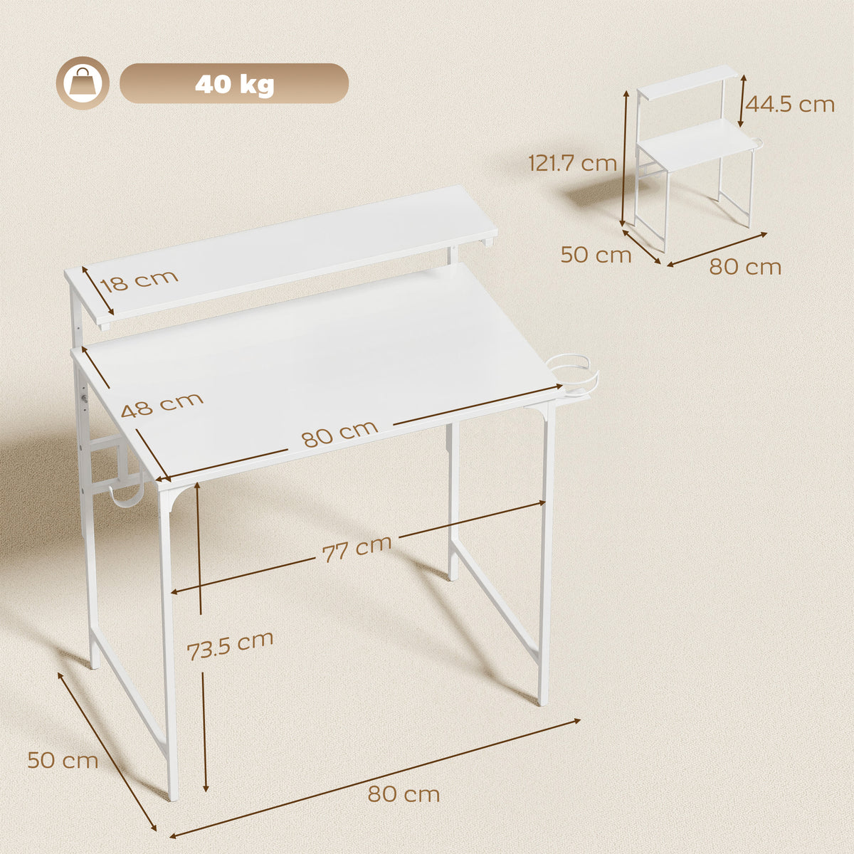 Compact Computer Desk with Shelf