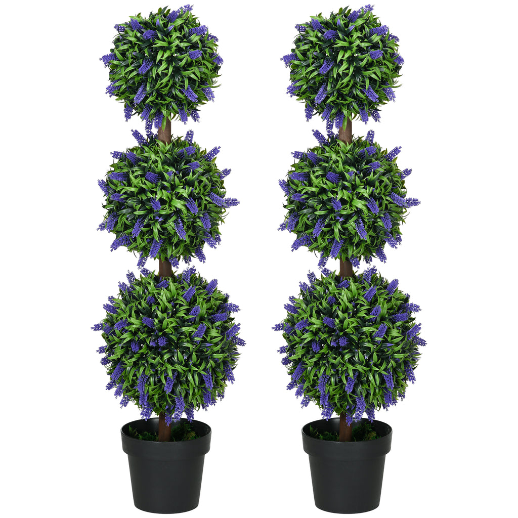 Artificial Lavender Ball Trees 110cm, Set of 2