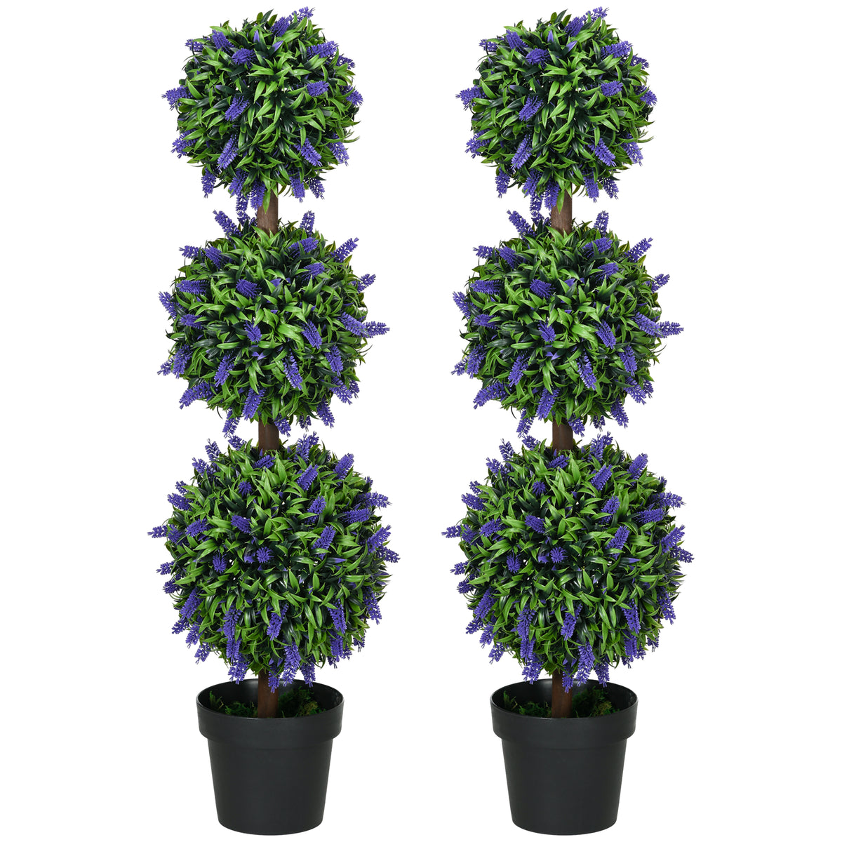 Artificial Lavender Ball Trees 110cm, Set of 2