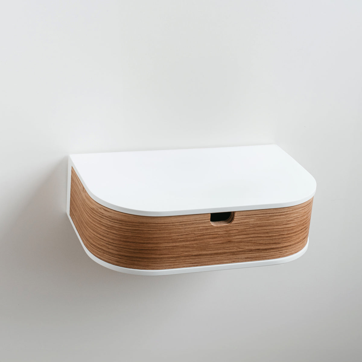 Floating shelf with drawer, oak and white - view 3