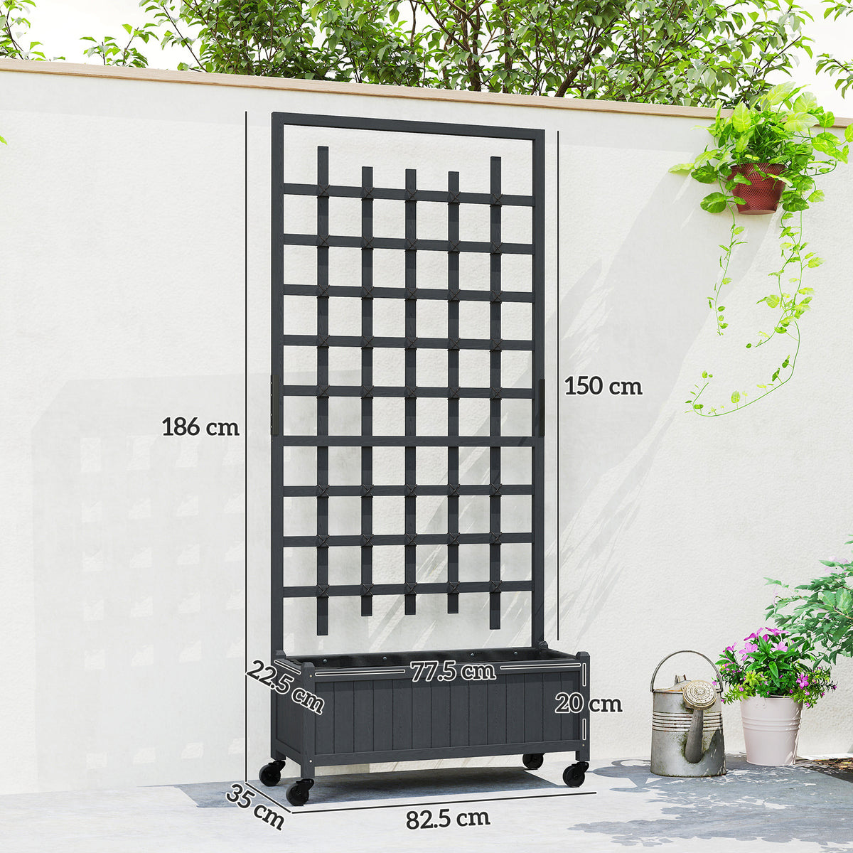 Trellis Planter on Wheels 186cm